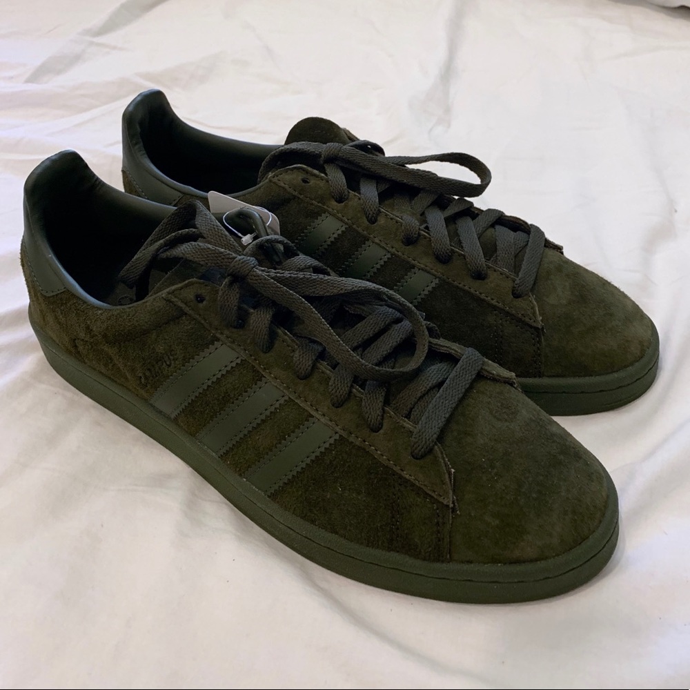 Never Worn Adidas Olive Green Suede Sneakers